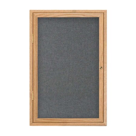 United Visual Products Single Door Enclosed Radius EZ Tack Board, 24"x36", Gold/Blue UV7001EZ-BLUE-GOLD